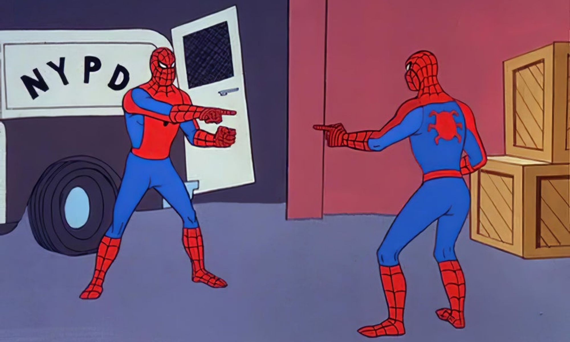 Spider-Man pointing meme — two similar figures each indicating the other